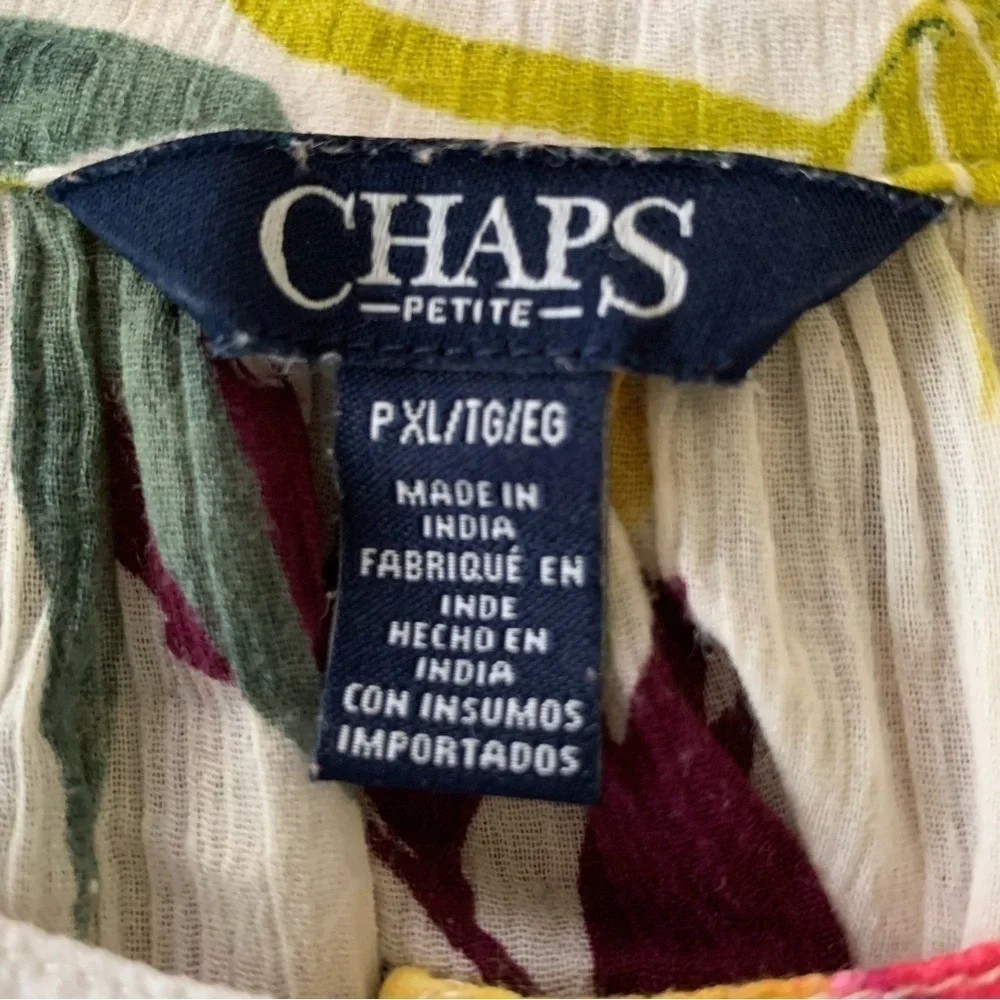 Chaps Multicolor Tropical Button Down Flowy Top 3/4 Sleeve XLP